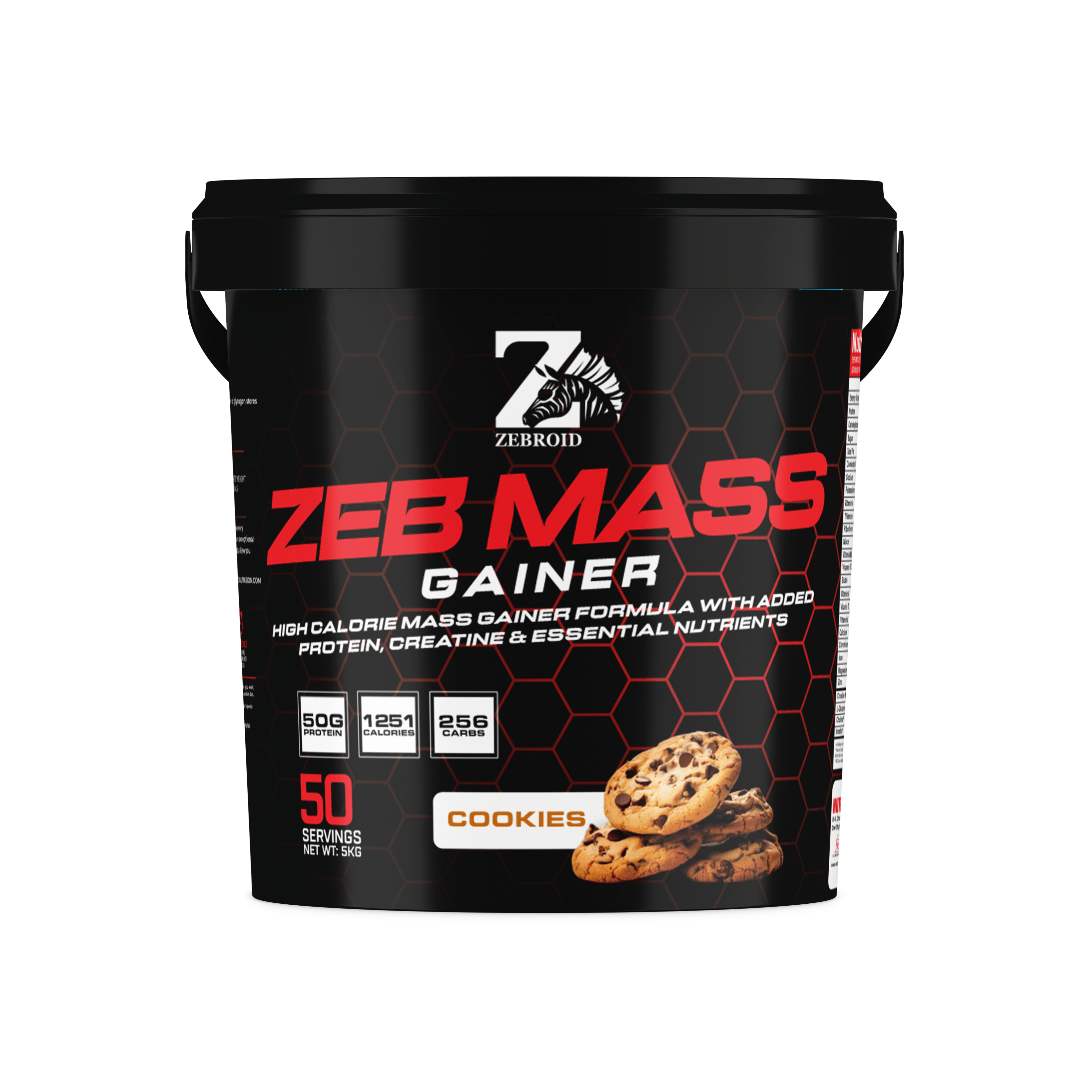 Zebroid ZEB Mass Gainer – Advanced High-Calorie Muscle Builder for Rapid Weight Gain and Strength | Weight-5 Kg (Cookies)